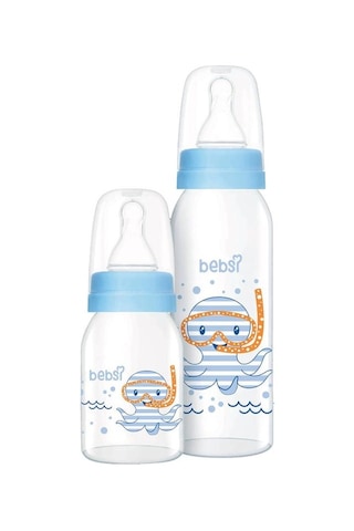 Bebsi Cam Biberon Seti (250ml+125ml) Seçenekli (Mavi/Pembe)