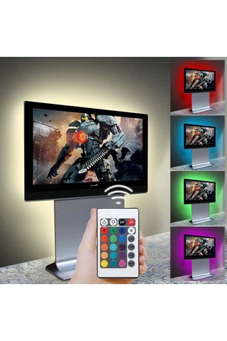 5v 5050 Rgb Usb Led Şerit Işık Rengi Değişen Tv Pc Arka Işık Ruh Hali Aydınlatması