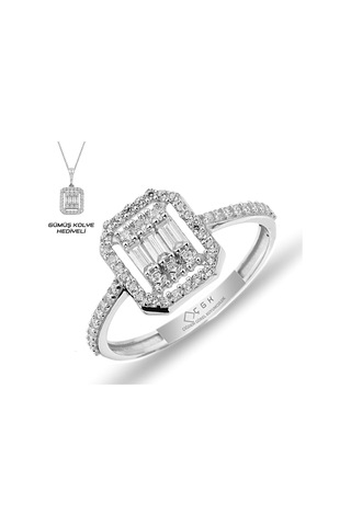 Baget Altın Yüzük (Gümüş Kolye Hediyeli) (495752736)