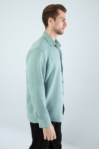 Rahat Kesim Keten Dokulu Gömlek Mint