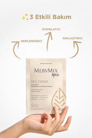 Mervmix Pirinç Özlü Aydınlatıcı Ve Gözenek Karşıtı Kağıt Maske