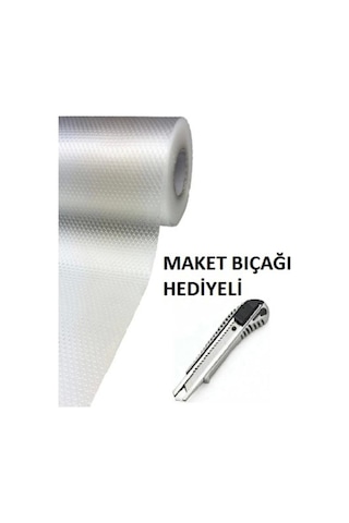 45cm X 10 M Şeffaf Kaydırmaz Raf Dolap Ve Çekmece Örtüsü Ve Maket Bıçağı Beyaz