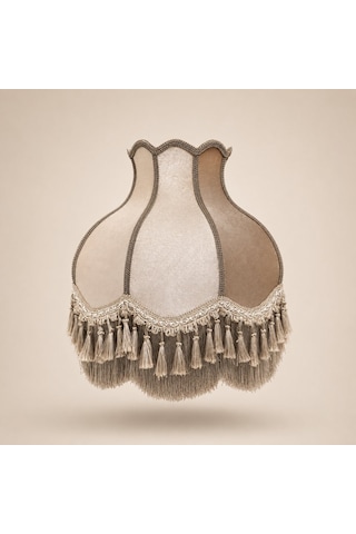 Vizon Kadife Kaplı Vizon Püsküllü El Yapımı Vintage Lambader Şapkası 50x50cm