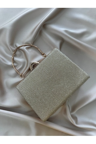 Öznora Kadın Gold Simli Abiye, Clutch Gece Çantası Std