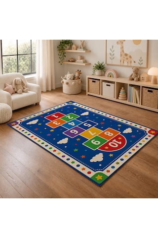 Kartela Halı Seksek Temalı Kaymaz Taban Çocuk Oyun Halısı - 60 x 90 CM