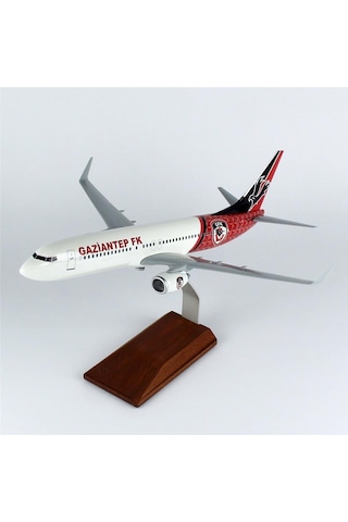 Thy017 1/100 Ölçek, Thy Gaziantep Spor Logolu B737-800 Yolcu Uçağı, Sergilemeye Hazır Ahşap Standlı Model-56271