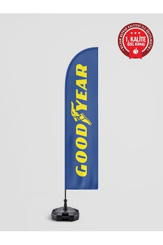 Goodyear Logolu Yelken Bayrak Set - Raşel Kumaş 1. Kalite 75 x 300 CM