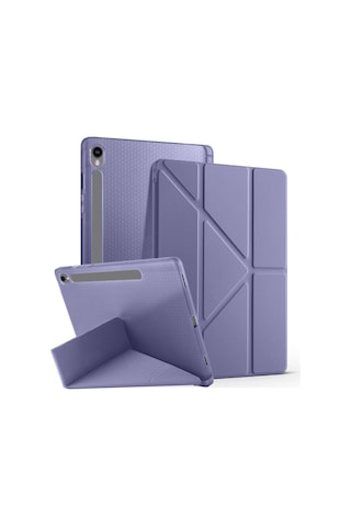 Samsung Galaxy Uyumlu Tab S10 Fe 11 Inc Sm-x520 Üçgen Katlanabilir Kalemlikli Yatay Dikey Standlı Kılıf Kapaklı Kılıf