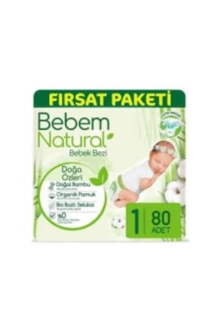 Bebem Natural Yenidoğan Bebek Bezi 1 Numara Fırsat Paketi 80 Adet Bebem Natural Yenidoğan Bebek Bezi 1 Numara Fırsat Paketi 80 Adet