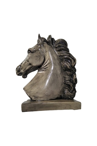DEKORATİF AT KAFASI 19 CM GRİ