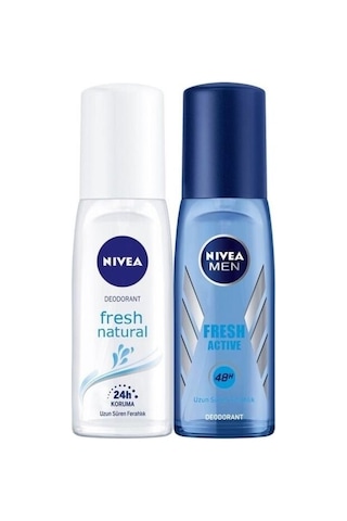 Nivea Pump Fresh Natural Kadın Sprey Deodorant 75 ML + Fresh Active Erkek Sprey Deodorant 75 ML