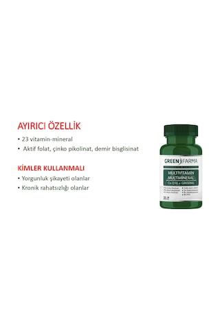 Green Farma Multivitamin & Multimineral 30 Kapsül
