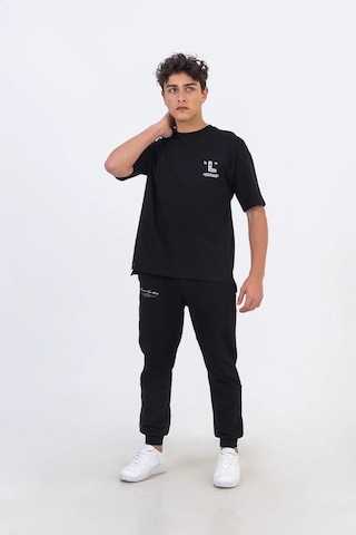 Zekids Erkek Çocuk Pamuklu Oversize Tshirt-11793-siyah Siyah