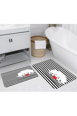 Eliana Home Dijital Baskılı 2'li Banyo Paspas Takımı Lna5264 Siyah