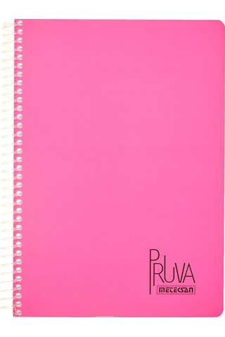 Pruva A4 Pet Spiralli Karton Kapaklı Defter 144 Yaprak - Kareli - Fuşya Çok Renkli