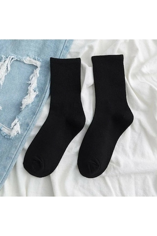 Vaccino Düz Siyah Kolej Çorap Cotton 6 Çift Diğer
