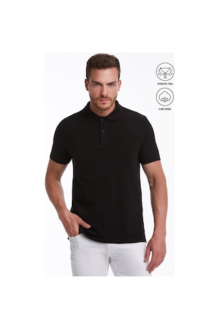 Hatemoğlu 530814660 Regular Fit Pamuk Polo Yaka Erkek Tişört Siyah