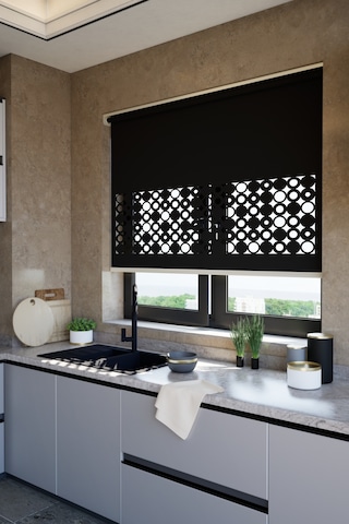 Perdea Lazer Kesim Mat Stor Perde, Lazer Kesimli Klasik Serisi, C-191008 Siyah Renk