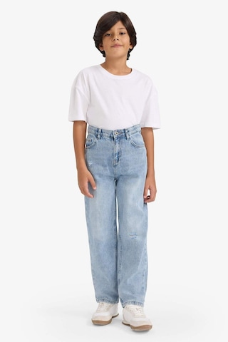Defacto Erkek Çocuk Loose Fit Yırtık Detaylı Düz Paça Jean Pantolon G3069a825wnnm39 Mavi