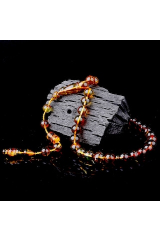 Küre Kesim Sistem Fosilli Damla Kehribar Tesbih