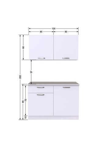 Tdesigno Ela Hazır Mutfak Dolabı 120 Cm - Tezgah Dahil - Beyaz Beyaz
