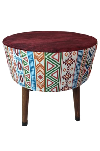 Ustaagac Puf Koltuk Bench Tabure Modern Kilim Bordo - Ahşap Ayaklı - Doğal Modern Stil Bordo Mürdüm