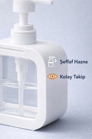 1 Adet Kare Sıvı Sabunluk Şeffaf Gövdeli Basmalı Sıvı Sabun & Deterjan Dispenseri Diğer