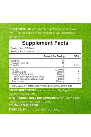 Antarctic Krill Oil, 1,000mg Per Serving, 240 Softgels