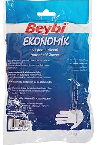 Beybi Gjlrtw68 C08937 Ekonomik Temizlik Eldiveni Çift, 9/9.5 Açık Mavi