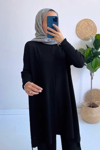 Mira Merserize Tunik - Siyah Siyah