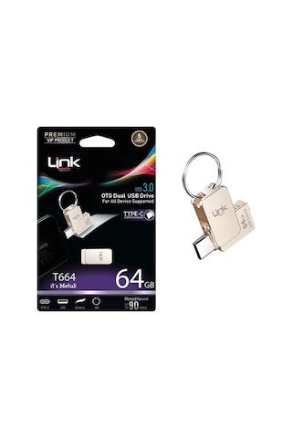 Linktech 64gb Usb Bellek - Linktech T664 Metal Otg Usb3.1 64 Gb Flash Bellek - Otg Usb Bellek