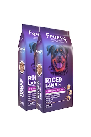 Fevesy Kuzu & Pirinçli Yetişkin Köpek Maması 2 x 1 KG