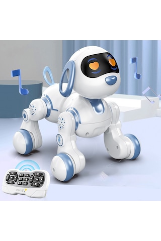 Uzaktan Kumandalı Şarjlı Akıllı Köpek - Interaktif, Eğitici Işıklı Müzikli Ve Dansçı Köpek Robot Oyuncak Mavi