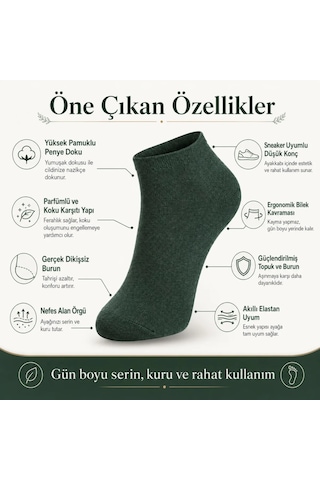 Womanandkids Wak Erkek Pamuklu Patik Çorap 5 Li Paket 39-44 Dikişsiz Burun, Koku Karşıtı, Nefes Alan Kısa Konç Çok Renkli 5'li