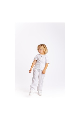 Müslin T-shirt Pantolonlu Takım Beyaz Beyaz