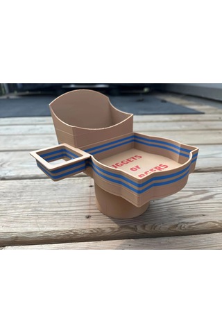 3d Baskı Fast Food Temalı Atıştırmalık Sunum Kabı Bardaklık Uyumlu Patates Nugget Bölmeli Tepsi Araç Çok Renkli
