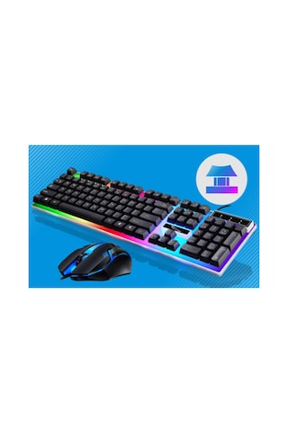 Led Işıklı Oyuncu Klavye Mouse Seti Usb Girişli Kablolu J-1001