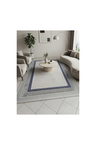 Soneva Serisi Sık Akrilik İplik Dokuma 200 X 300 6m2 Dokuma Halı Lacivert/gri