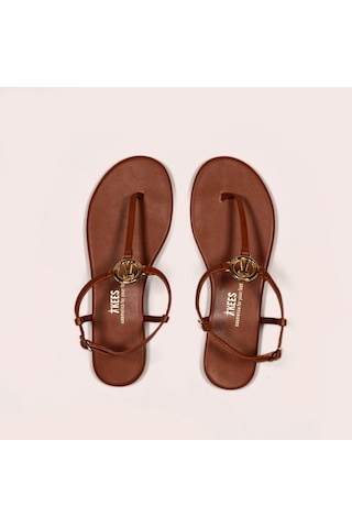Kadın Taba Tokalı Sandalet-5039 Taba