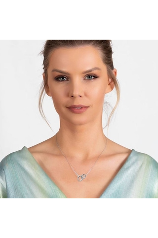 Çift Alyans Tasarım Silver Renk Çelik Kadın Kolye (508194996)