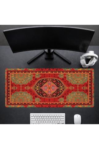 90x40 Cm Kilim Desenli Oyuncu Gaming Mouse Pad Kaymaz Kauçuk Taban Fare Altlığı Xxl Mousepad Anatolian Serisi 002