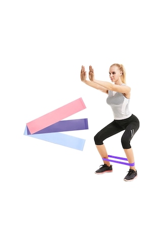Leyaton 3'lü Aerobik Bandı Latex Bant Set Pilates Yoga Lastiği