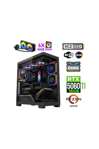 Xaser FADE X30 R7-5700X 32 GB 1 TB M.2 NVMe SSD 16 GB RTX5060Ti Free Dos Masaüstü Oyuncu Bilgisayarı