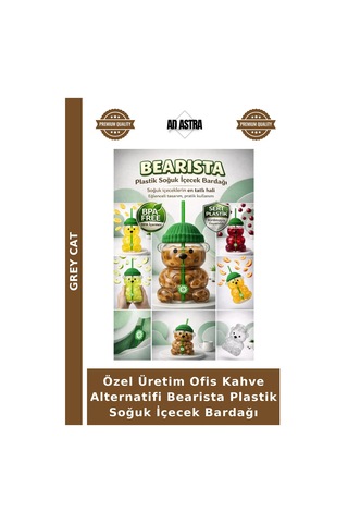 Özel Üretim Ofis Kahve Alternatifi Bearista Plastik Soğuk İçecek Bardağı Çok Renkli