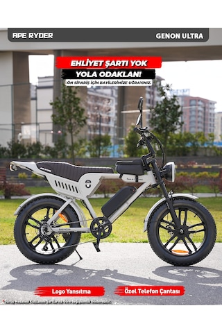 Ape Ryder Genon Ultra 750w Elektrikli Bisiklet Ayna Çanta Ve El Gazı Gri