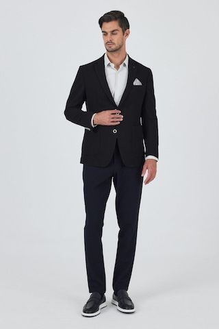 İmza Siyah Mono Yaka Gofreli Esnek 6 Drop Slim Fit Casual Ceket 1002250125 Siyah