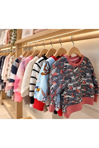 Bebe Bebek Sweatshirt Gri - Kırmızı