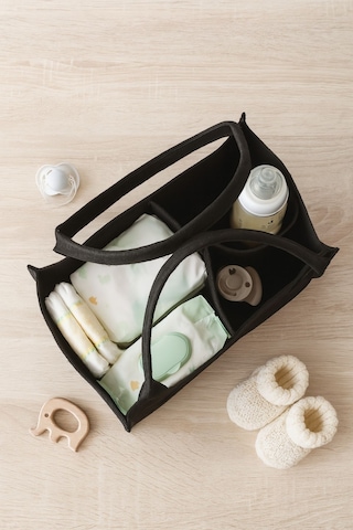 Siyah Keçe Anne Bebek Bakım Çantası Yenidoğan İçin Organizer Düzenleyici Siyah