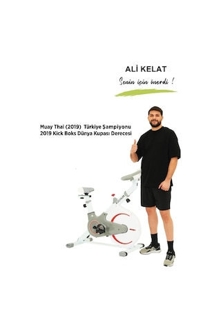 Kochler Teker Koruyucu Kapaklı Spinning Bike Kondisyon Bisikleti ve Egzersiz Aleti - Kondisyon Aleti Beyaz - Gri