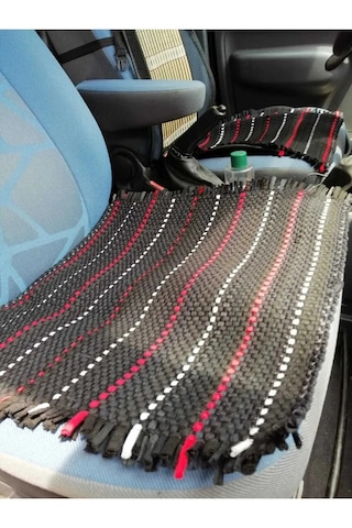 Terletmez 3'lü Minder Set Serme Kilim Siyah Beyaz Siyah - Kırmızı